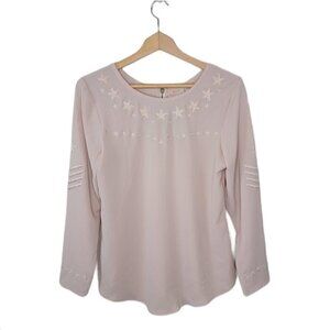 NWT Rungolee Berlin Beige Star Embroidery Blouse Size Small